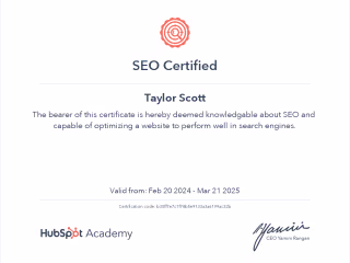 Hubspot SEO Certificate