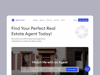 Real Estate Agent Finder Landing Page :: Behance