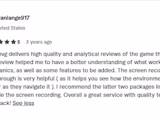Reviews of clients whose games I Playtested