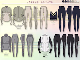 Flat Sketch for Activewear, Sportswear, GYM wear: Behance