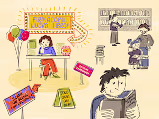 Book sign - editorial illustration