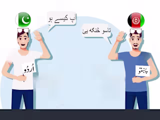 English, Urdu and Pashto Transcription.
