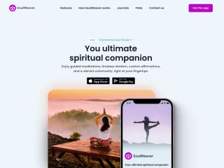 SoulWeaver Mobile app -  Landing Page