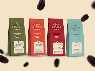 Roam Coffee co. Brand Identity + label Design 