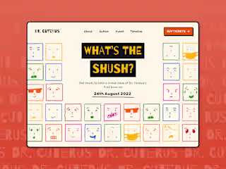 A landing page for a book launch event for teenagers