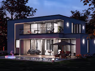 Modern Villa at Dusk
