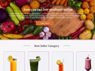 A look at a website page of a pastry and juices shop.
