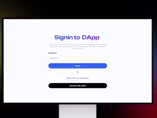 Login screen for a decentralized application for web3