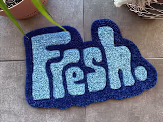 Blue Fresh Tufted Rug / Handmade / Home Decor