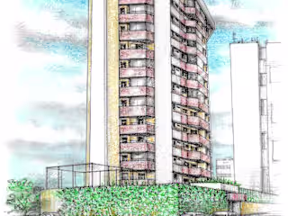 Architectural render - hand drawn
