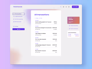 Product Design for Fintech App -  Transver