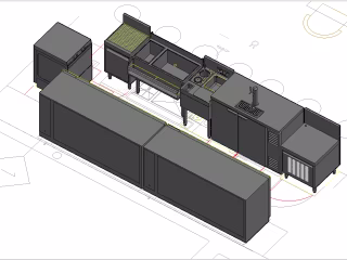 Restaurant Kitchen and Bar Floor Plans with Conceptual 3D