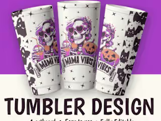 Fancy Skeleton Halloween Party Tumbler Sublimination Design Des…