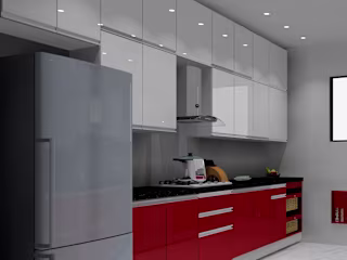 Bright Red Kitchen 3D Model