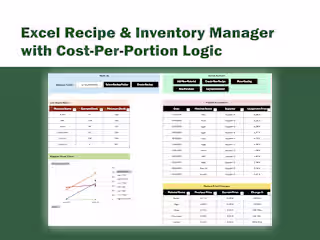 Excel Recipe & Inventory Manager with Cost-Per-Portion Logic