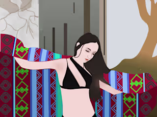 Vector Art project - Lady on a beach