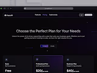 Copywriting AI : landing page design