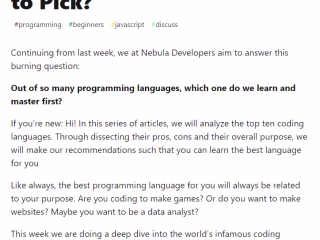 Best Programming Language to start out Part 2