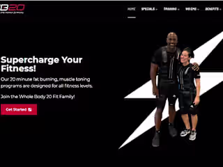 Promotional page for fitness and EMS training services