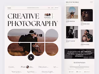 Photography Studio Website Design : Landing Page