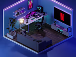 3D Low Poly Room Interior Illustration