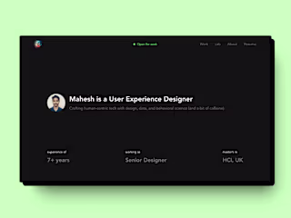 Portfolio website dor Mahesh Vulasla