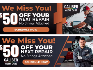 Website Banners | 2023 | Caliber Auto, Adobe CC, Illustrator 