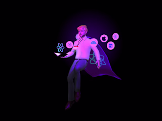 A hero mascot for a powerful developer's portfolio page