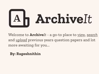 Archive It - Question Bank Website