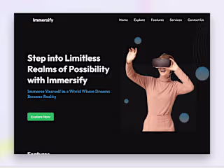 immersify Framer landing page Design
