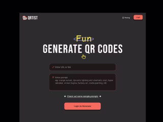 QRTIST Landing Page UI