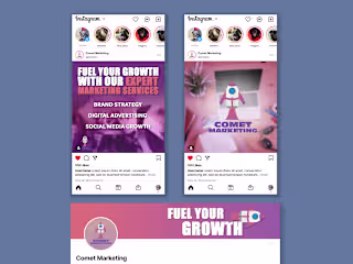 Social Media Launch Designs for Comet Marketing