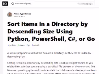 Sort Items in a Directory by Descending Size
