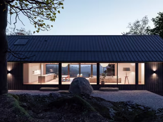 In the middle of a forest, The Ledge House is born - Render