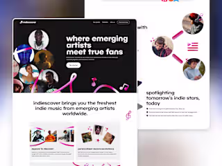 Indiescover - Landing Page Design for Music Discovery App