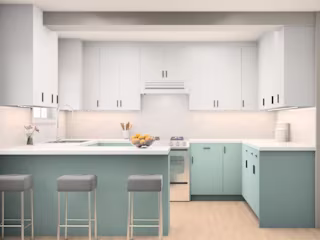 White and Teal kitchen