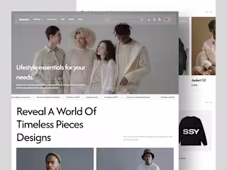 Landing page for fashion e-commerce brand