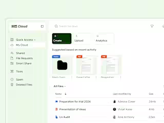 Ui Exploration for a cloud storage and collaboration tool.