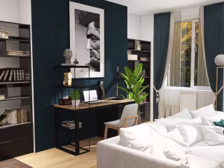 French Living and Office area