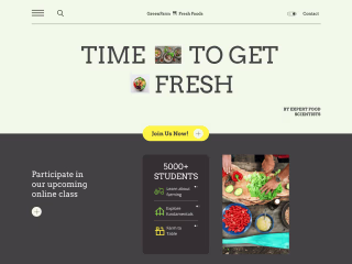 Landing page design for food company