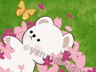 Cherry Blossoms & Teddy Bear
