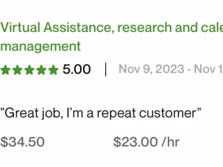 Virtual Assistance, research and calendar management
