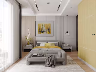 Bedroom design with yellow theme