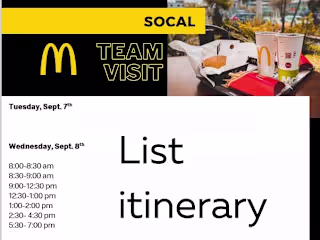 McDonald’s Itinerary