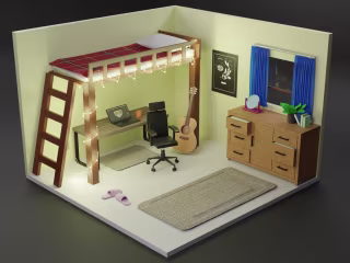 3D Isometric Bedroom