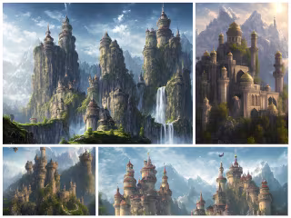 Castle Fantasy Art on the mountains above the clouds