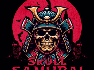 Unique samurai skull T-shirt Design Template