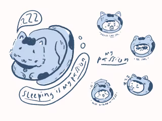 Sleepy(head) Cat | Illustration Project