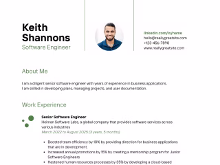 Keith Shannons Software Engineer CV