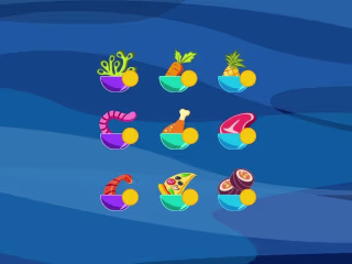 Food icons animation (Rive) for FeedTheFish mobile game
